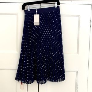 Inwear New with tags pleated polka dot navy skirt.